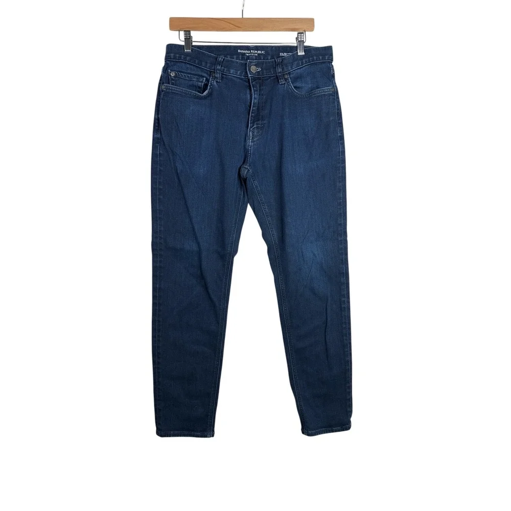Banana Republic Traveler Tapered Fit Jeans size 32x30 Dark Wash Blue